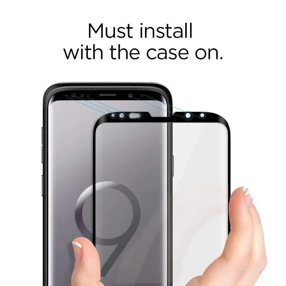 [1 Pack] Galaxy S9 Plus Screen Protector GLAS.tR Curved Black HD - Spigen Malaysia
