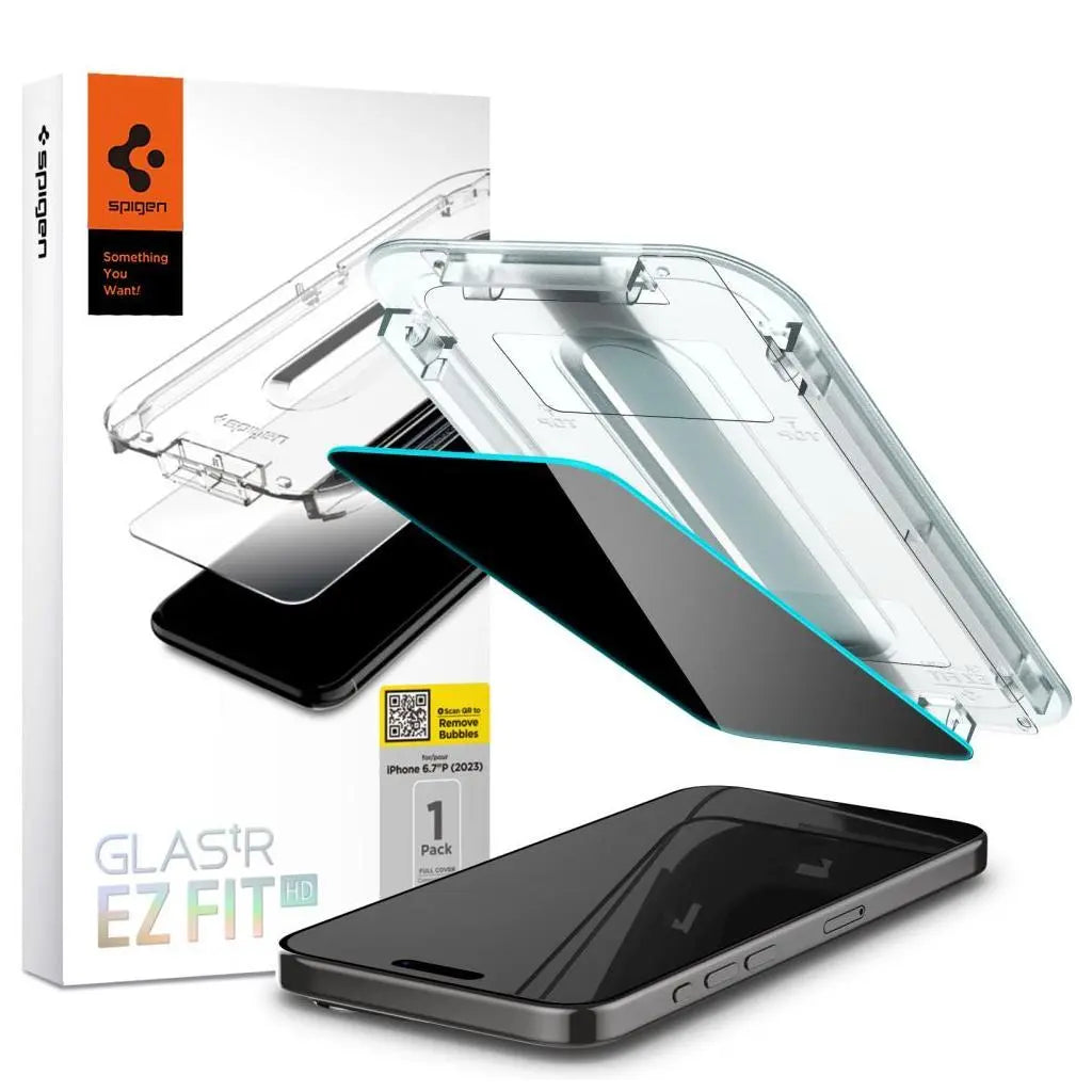 [1 Pack] iPhone 15 Pro Max Privacy Screen Protector Glas.tR EZ Fit - Spigen Malaysia