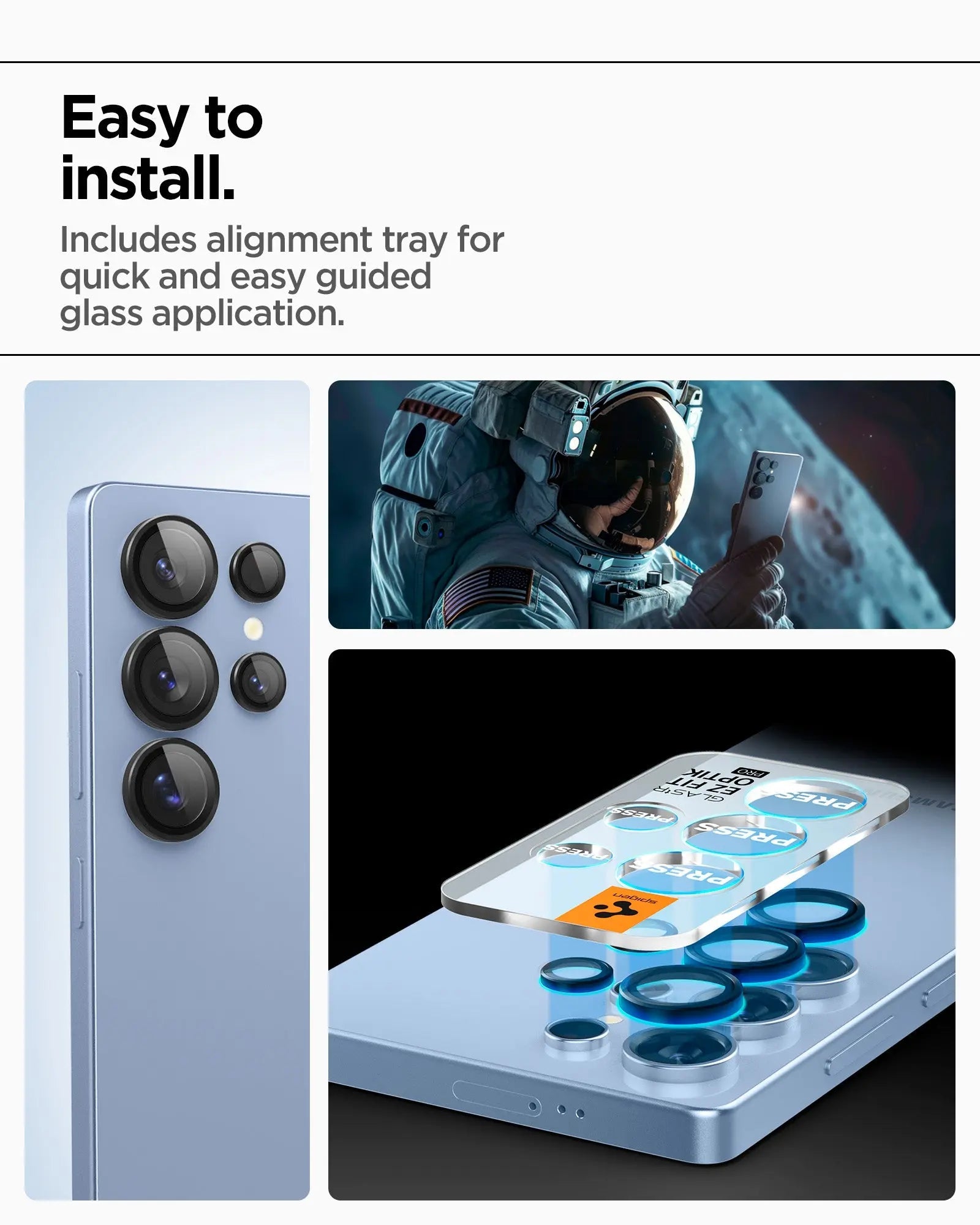 [2 Pack] Samsung S25 Ultra Camera Lens Protector EZ Fit Optik Pro HD - Spigen Malaysia