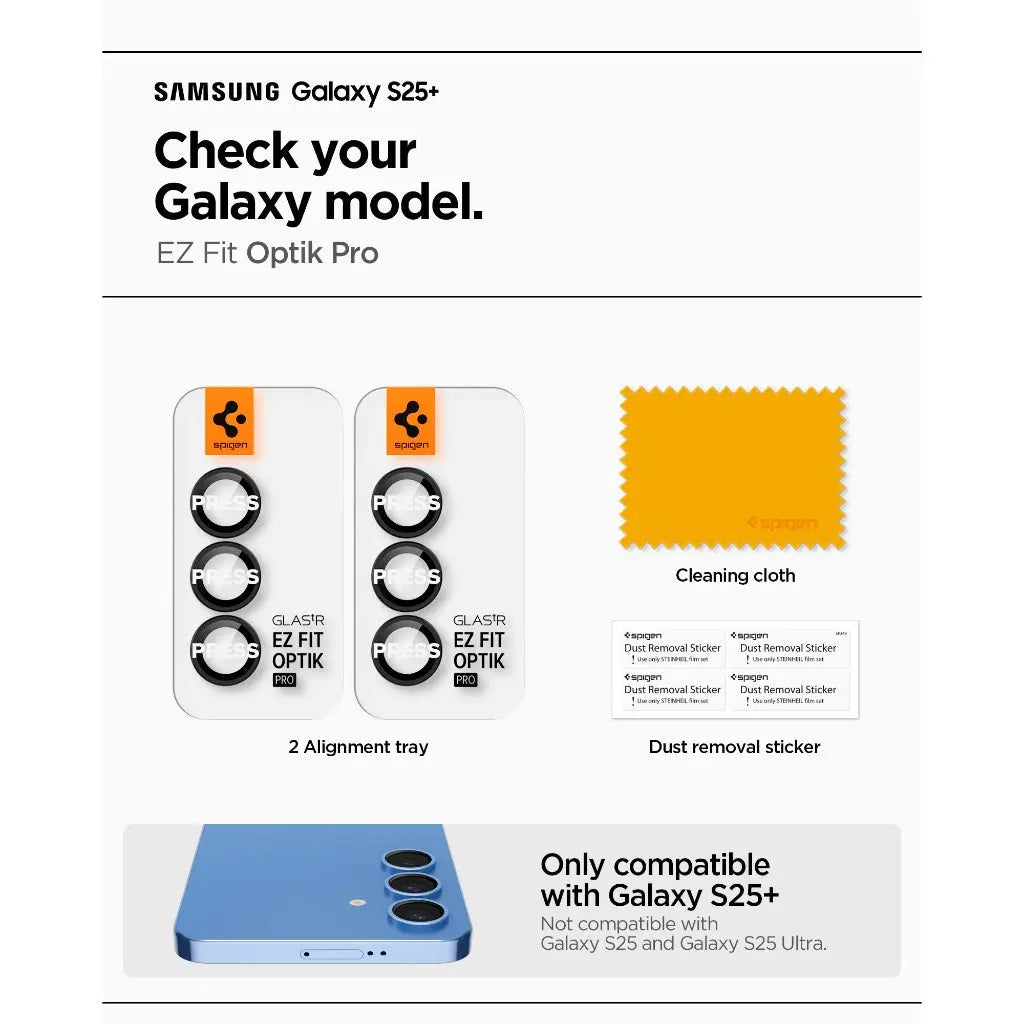 [2 Pack] Samsung S25+ Camera Protector EZ Fit Optik Pro HD - Spigen Malaysia