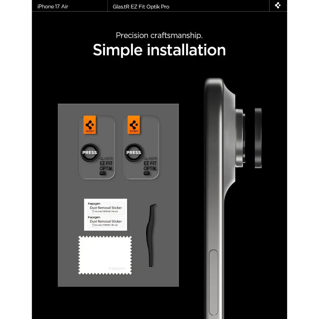 [2 Pack] iPhone Air Camera Lens Protector EZ Fit Optik Pro - Spigen Malaysia