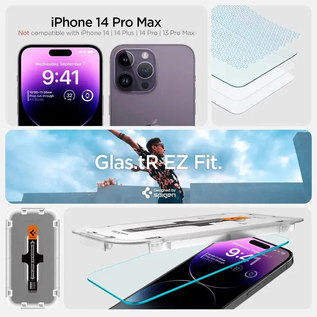 [2 Pack] iPhone 14 Pro Max Screen Protector Glas.tR EZ Fit - Spigen Malaysia