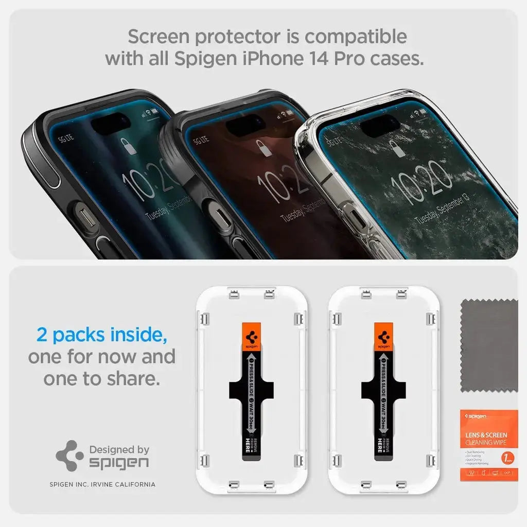 [2 Pack] iPhone 14 Pro Screen Protector Glas.tR EZ Fit - Spigen Malaysia