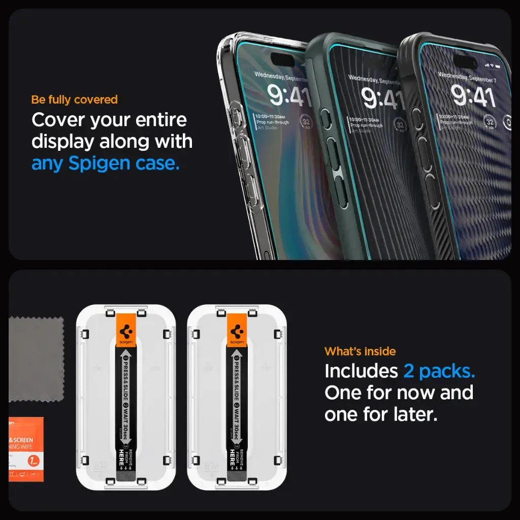 [2 Pack] iPhone 15 Pro Screen Protector Glas.tR EZ Fit - Spigen Malaysia
