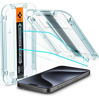 [2 Pack] iPhone 15 Pro Screen Protector Glas.tR EZ Fit - Spigen Malaysia