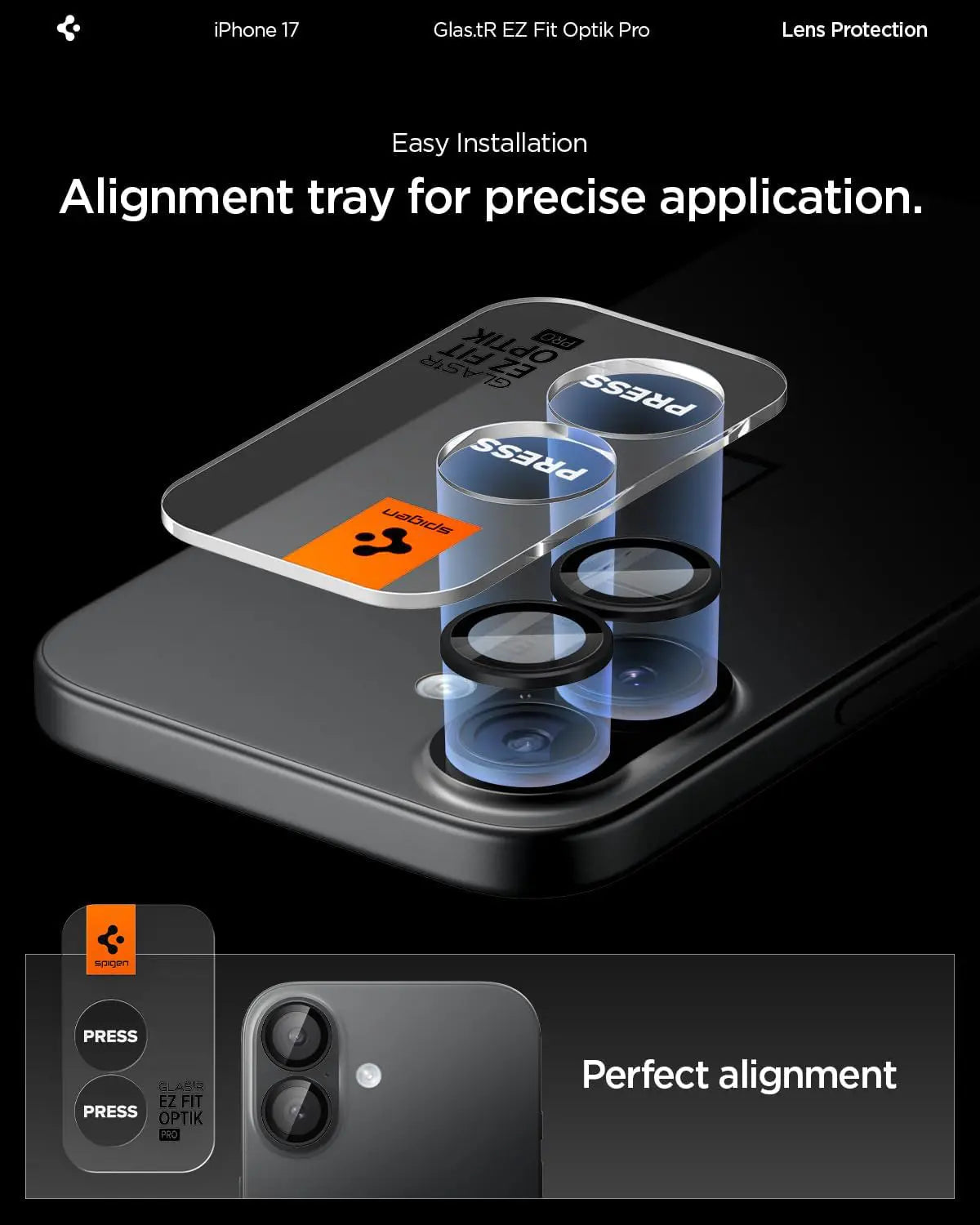 [2 Pack] iPhone 17 / 16 Plus / iPhone 16 Camera Lens Protector EZ Fit Optik Pro - Spigen Malaysia