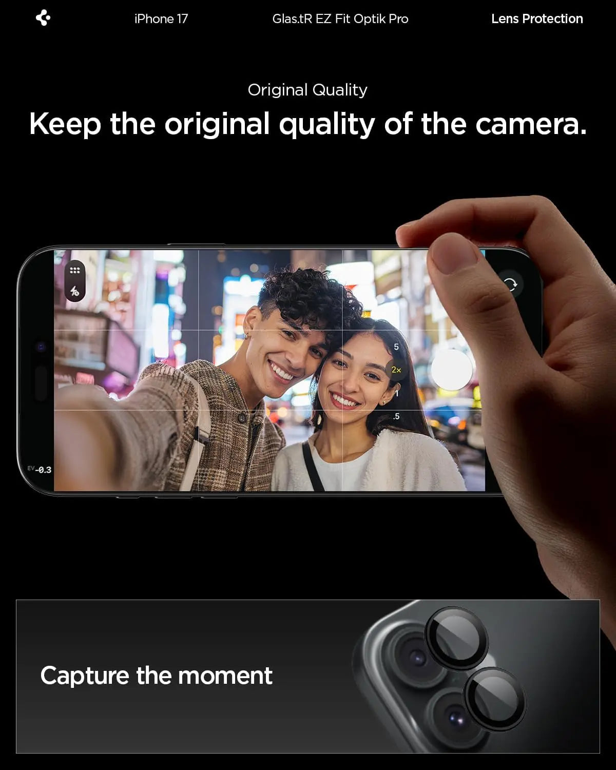 [2 Pack] iPhone 17 / 16 Plus / iPhone 16 Camera Lens Protector EZ Fit Optik Pro - Spigen Malaysia