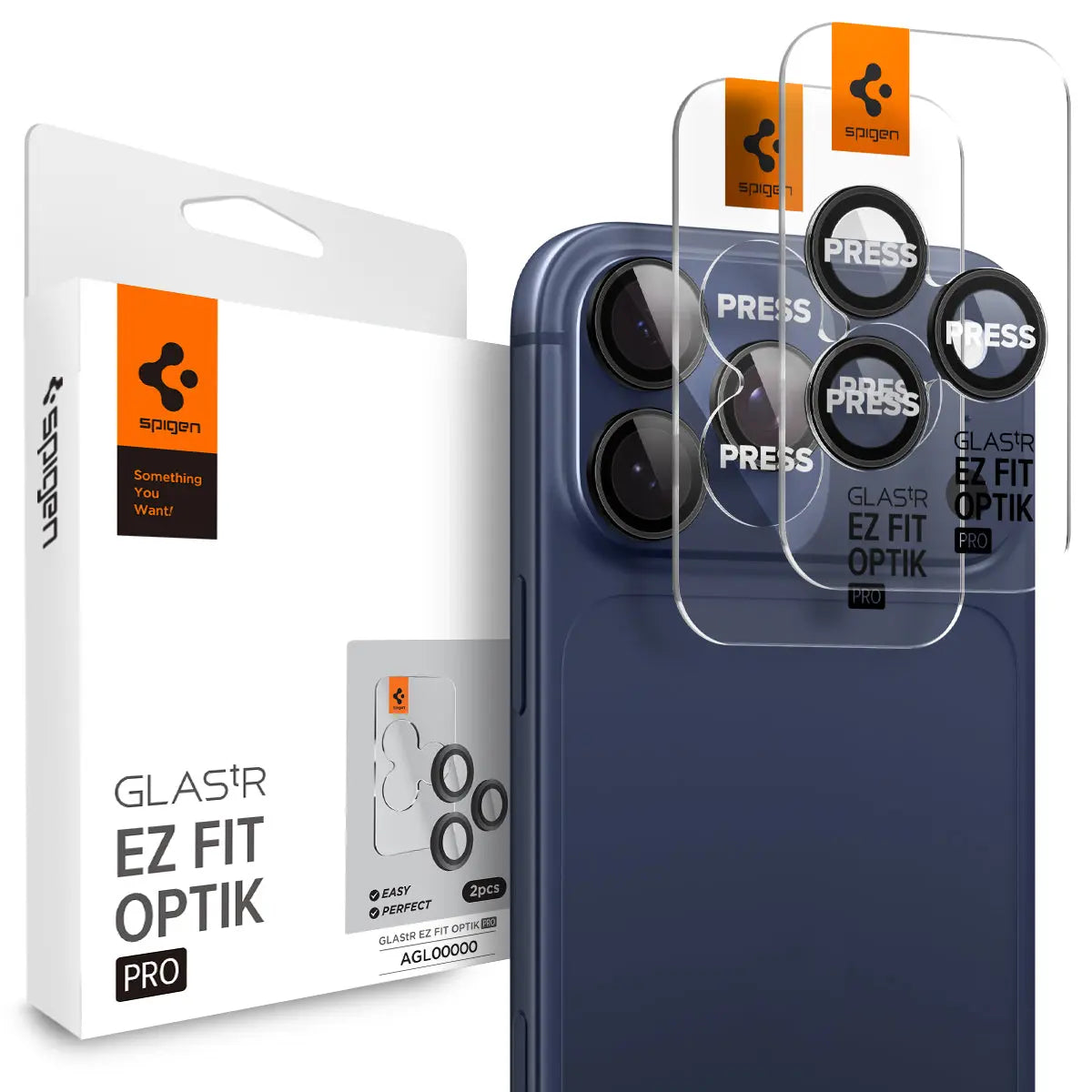 [2 Pack] iPhone 17 Pro Max / 17 Pro / 16 Pro Max / 16 Pro / 15 Pro Max / 15 Pro / 14 Pro Max / 14 Pro Camera Lens Protector EZ Fit Optik Pro - Spigen Malaysia