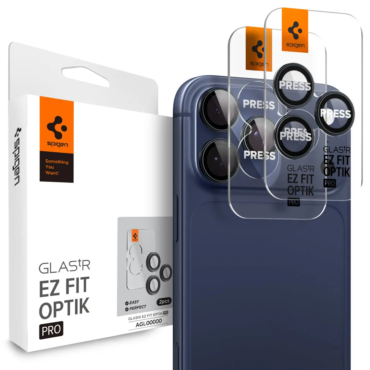 [2 Pack] iPhone 17 Pro Max / 17 Pro / 16 Pro Max / 16 Pro / 15 Pro Max / 15 Pro / 14 Pro Max / 14 Pro Camera Lens Protector EZ Fit Optik Pro - Spigen Malaysia