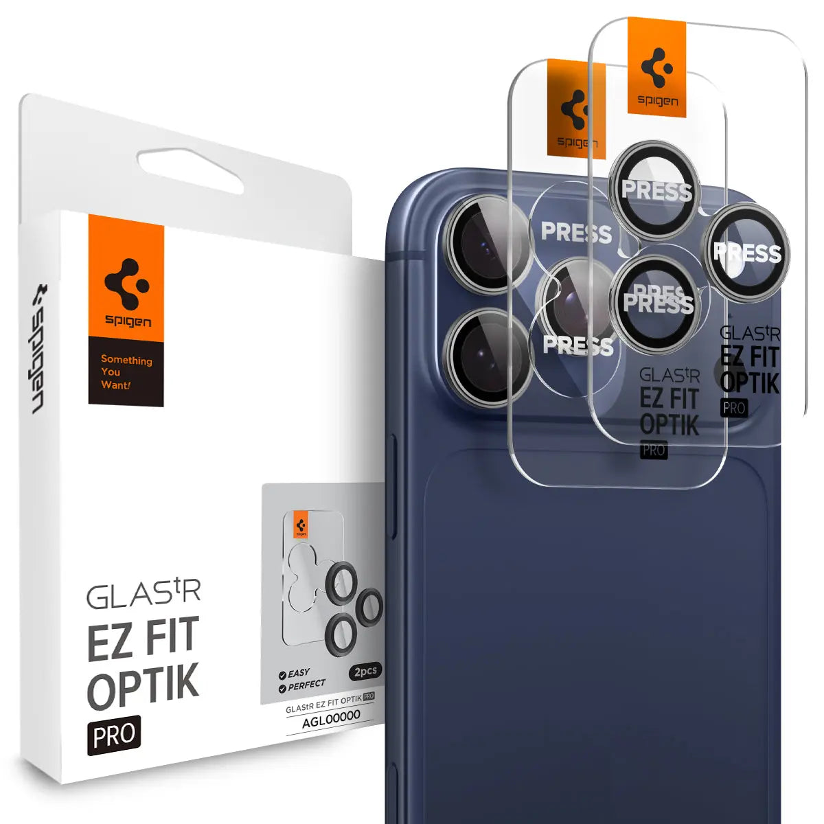 [2 Pack] iPhone 17 Pro Max / 17 Pro / 16 Pro Max / 16 Pro / 15 Pro Max / 15 Pro / 14 Pro Max / 14 Pro Camera Lens Protector EZ Fit Optik Pro - Spigen Malaysia