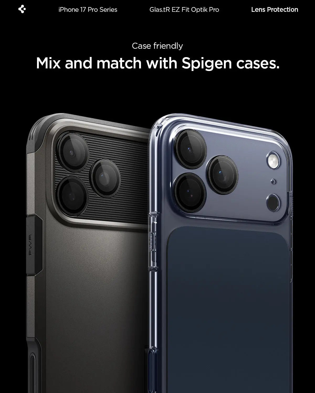[2 Pack] iPhone 17 Pro Max / 17 Pro / 16 Pro Max / 16 Pro / 15 Pro Max / 15 Pro / 14 Pro Max / 14 Pro Camera Lens Protector EZ Fit Optik Pro - Spigen Malaysia