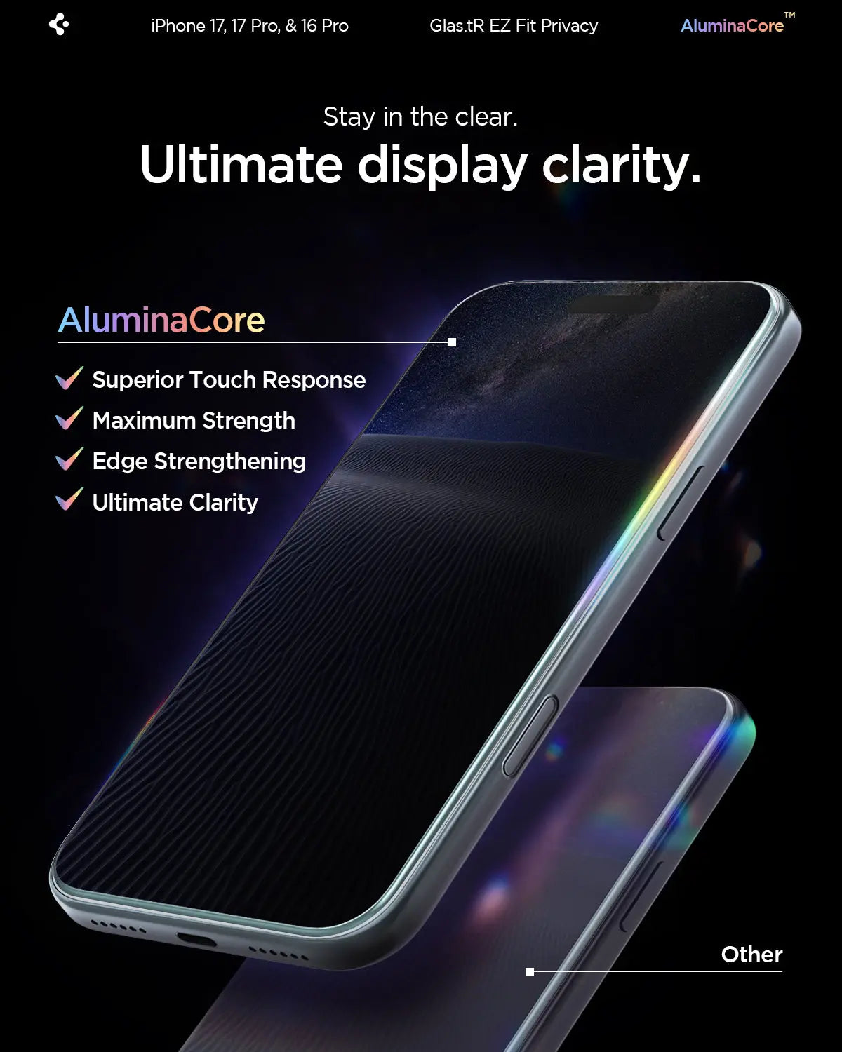 [2 Pack] iPhone 17 Pro / 17 / 16 Pro Privacy Screen Protector EZ Fit - Spigen Malaysia