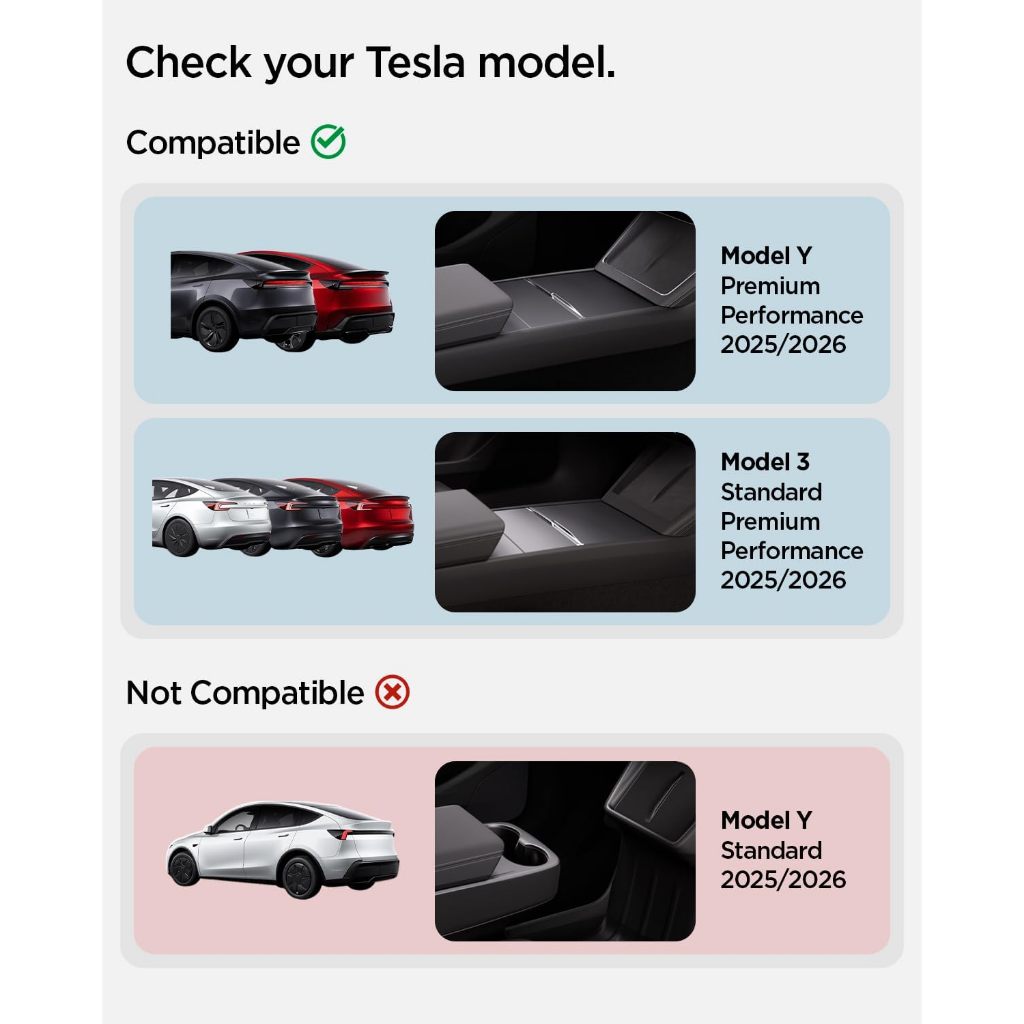 Tesla Model Y Juniper (2026/2025) & Model 3 Highland (2026/2025/2024) Center Console Organizer - Spigen Malaysia