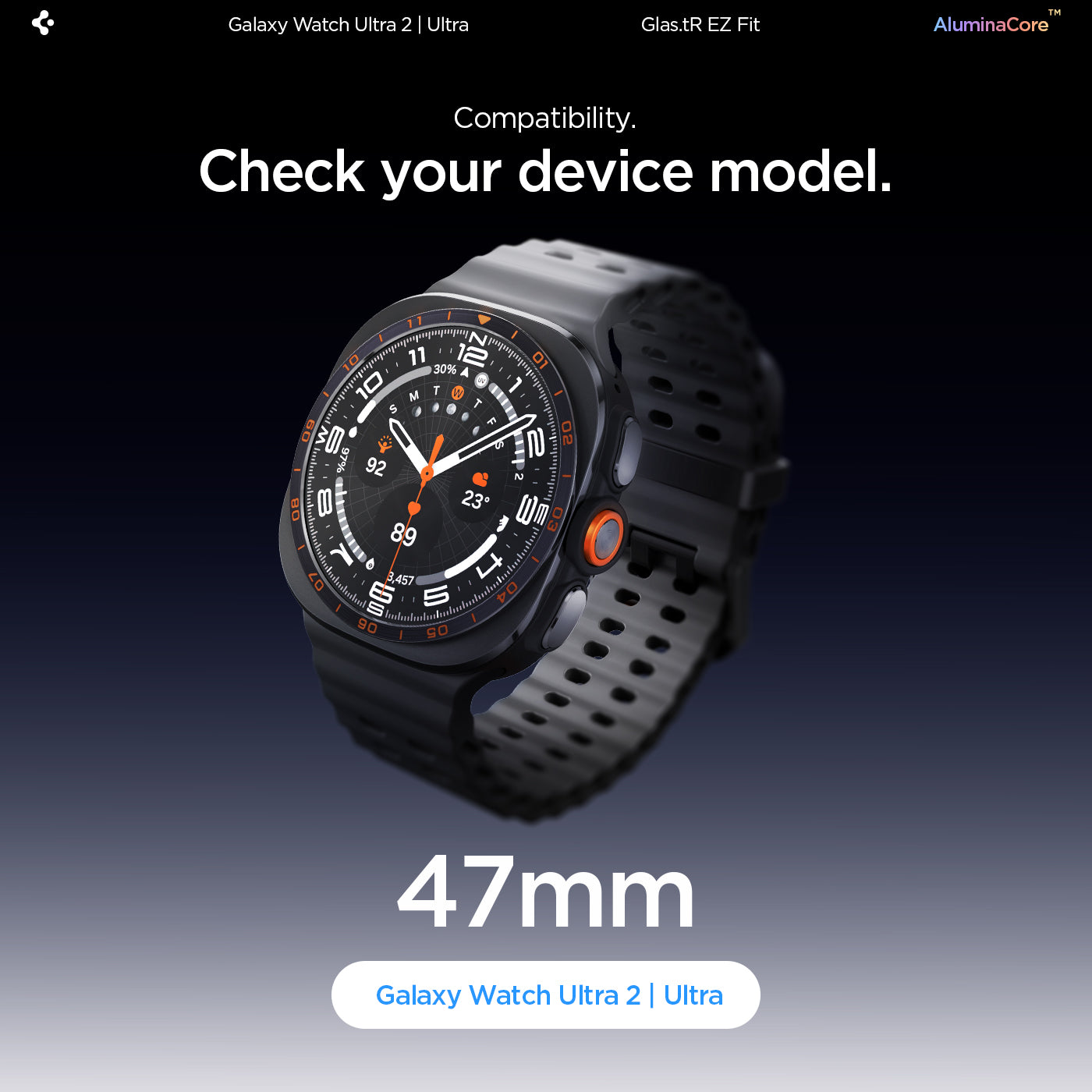 [2 Pack] Samsung Watch Ultra 2 Screen Protector (47mm) EZ FIT GLAS.tR - Spigen Malaysia
