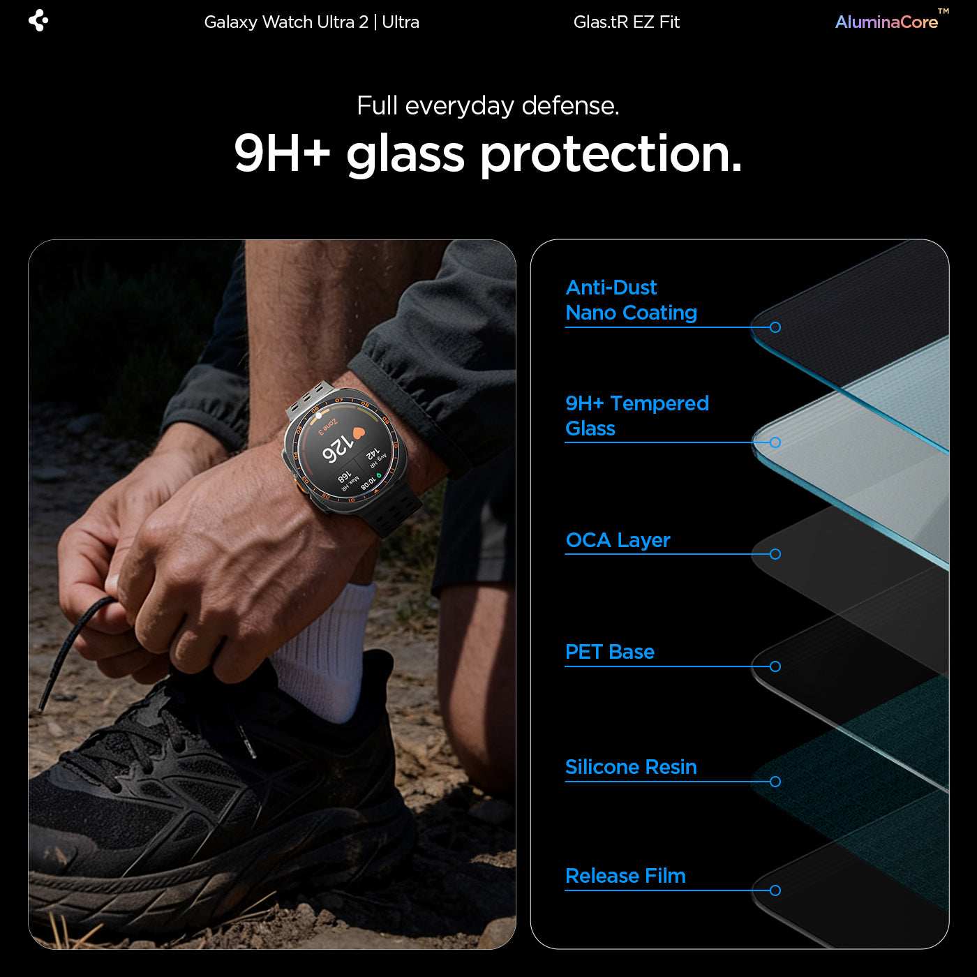 [2 Pack] Samsung Watch Ultra 2 Screen Protector (47mm) EZ FIT GLAS.tR - Spigen Malaysia
