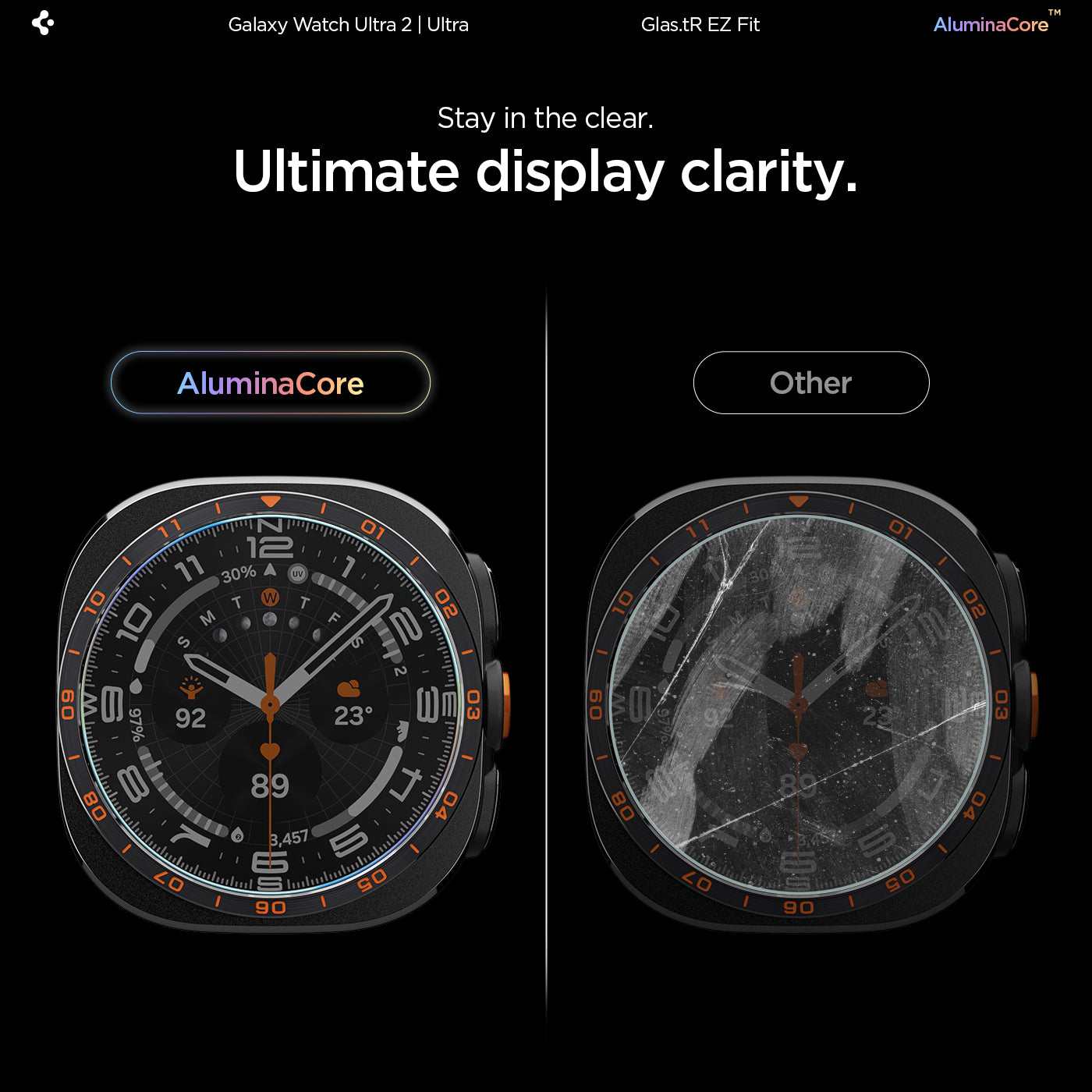 [2 Pack] Samsung Watch Ultra 2 Screen Protector (47mm) EZ FIT GLAS.tR - Spigen Malaysia