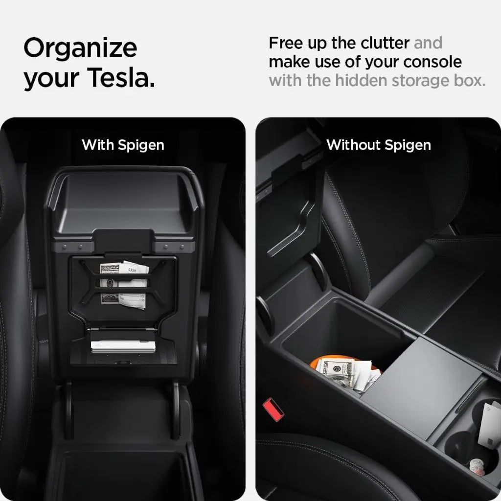 Tesla Model Y Juniper (2026/2025) & Model 3 Highland (2025/2024) One-Tap Hidden Storage Box - Spigen Malaysia