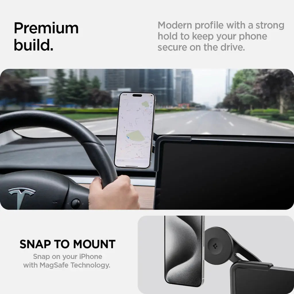 Tesla Model Y Juniper (2026/2025) & Model 3/Y/S/X TapLock Qi2 Magnetic Phone Mount - Spigen Malaysia