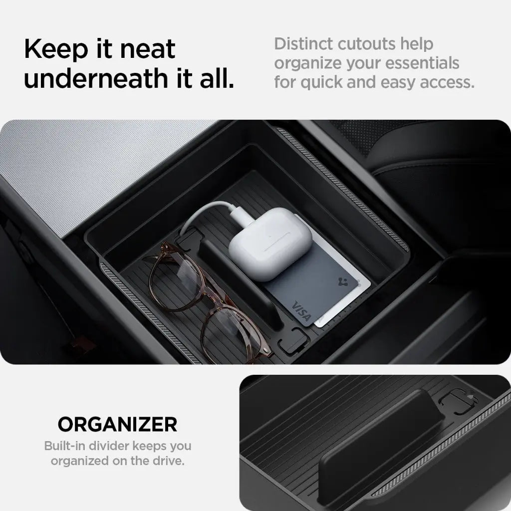 Tesla Model Y (2025) Juniper / Model 3 (2024-2025) Highland Armrest Console Organizer - Spigen Malaysia