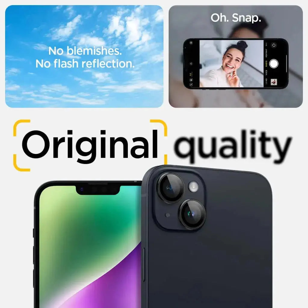 [2 Pack] iPhone 15 / iPhone 15 Plus / iPhone 14 Plus / iPhone 14 Camera Lens Protector EZ Fit Optik Pro - Spigen Malaysia