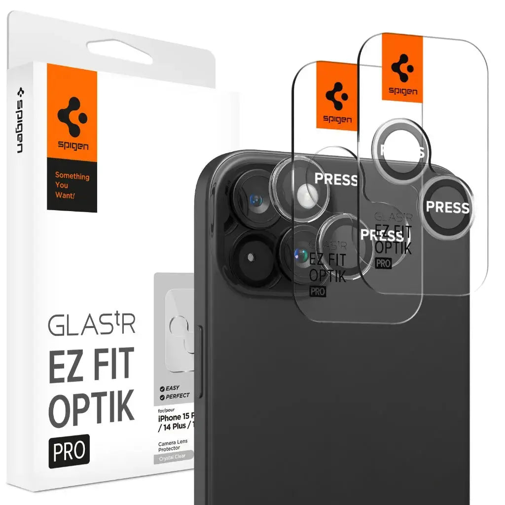 [2 Pack] iPhone 15 / iPhone 15 Plus / iPhone 14 Plus / iPhone 14 Camera Lens Protector EZ Fit Optik Pro - Spigen Malaysia