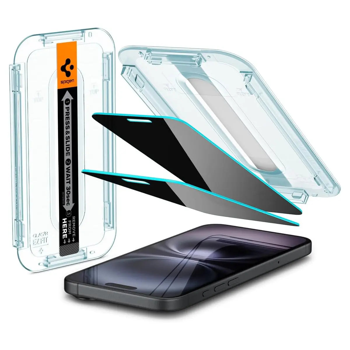 [2 Pack] iPhone 16 / iPhone 15 Privacy Tempered Glass EZ Fit - Spigen Malaysia