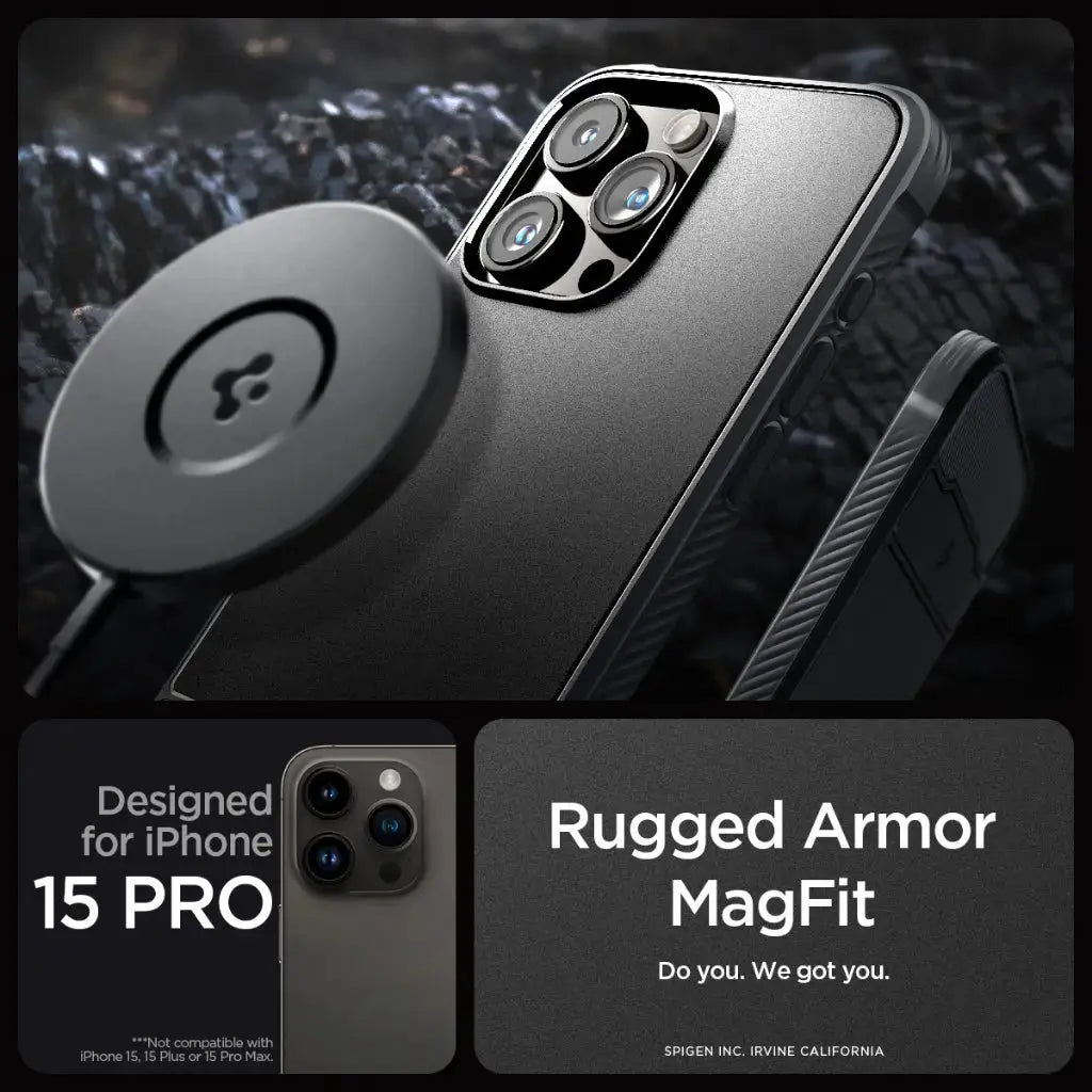 iPhone 15 Pro Case Rugged Armor Magfit Magsafe Case - Spigen Malaysia