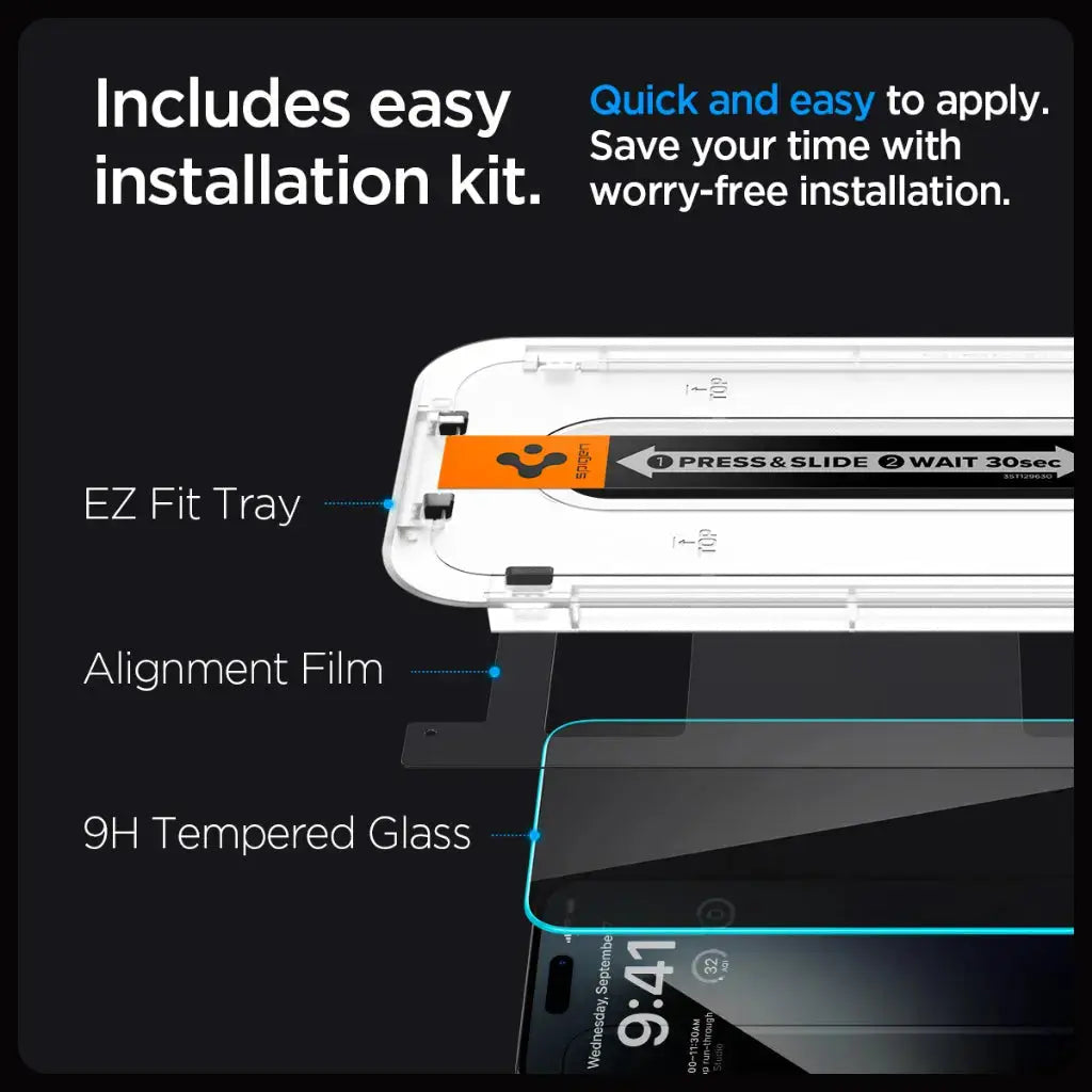 iPhone 15 Pro Privacy Screen Protector Glas.tR EZ Fit - Spigen Malaysia